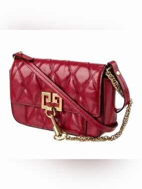 Givenchy Red Quilted Leather Chain Crossbody Bag with Gold Hardware